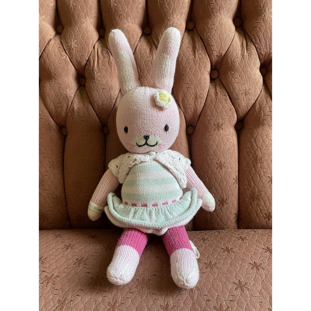 Chloe cuddle + kind pink knitted bunny doll s51